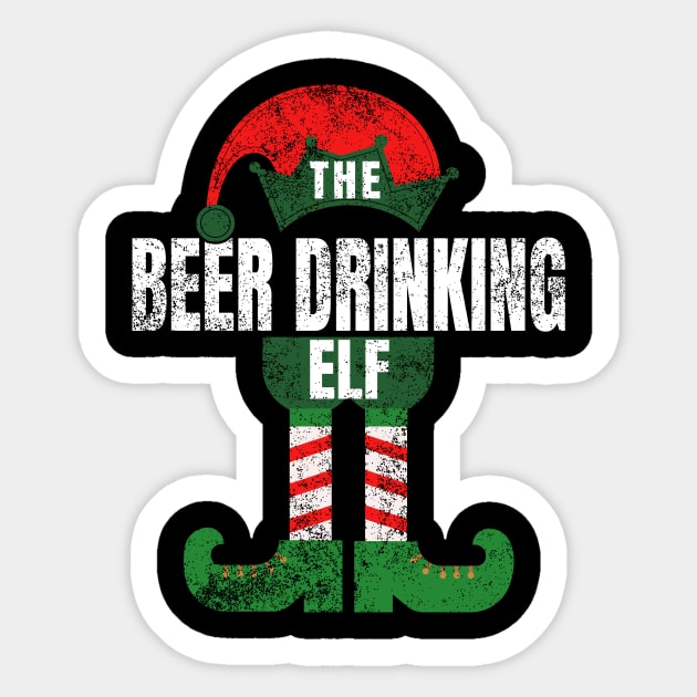 Beer Drinking Elf Christmas Gifts Costume Family Matching Sticker by Smoothbeats